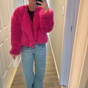 Pink fur jacket